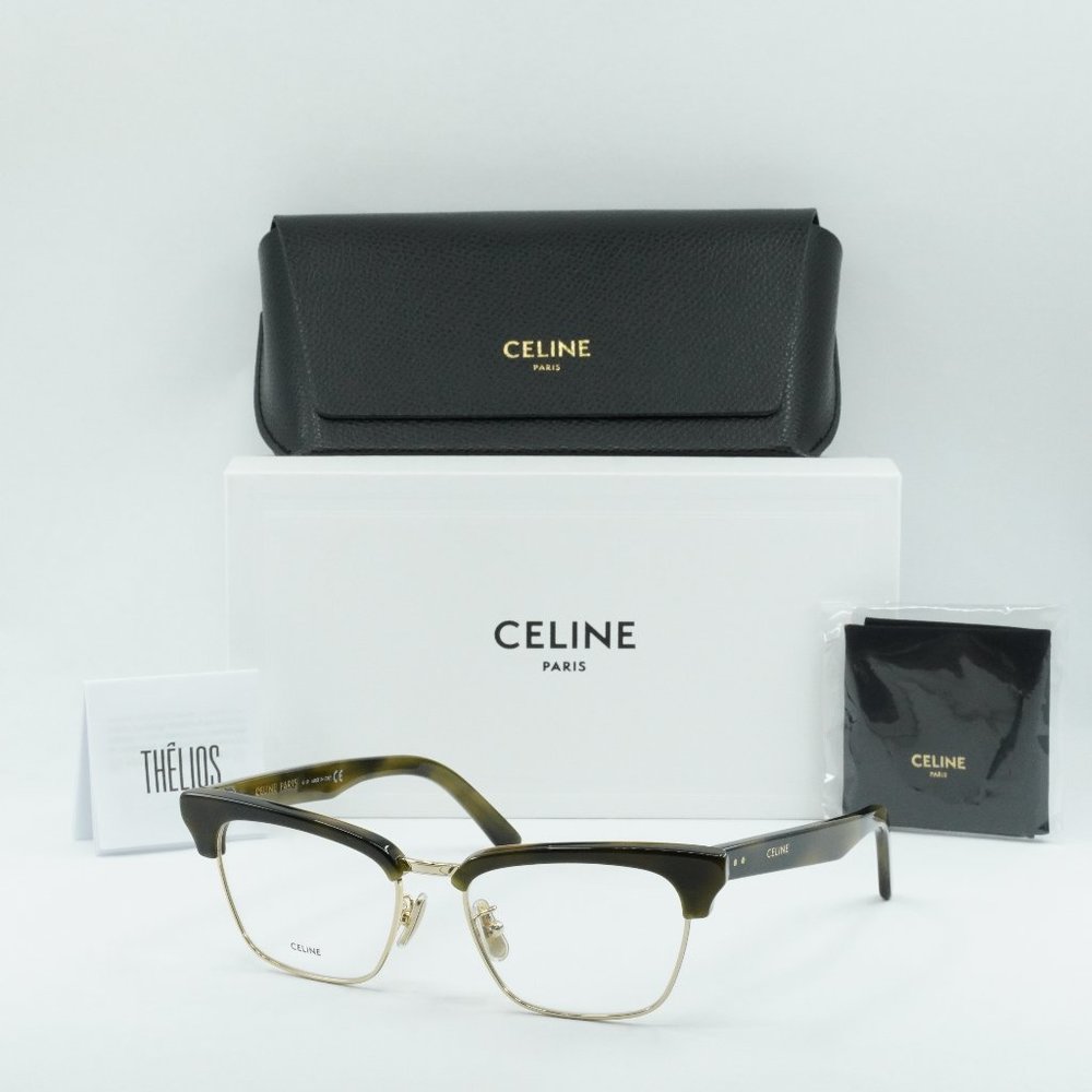 Celine CL50026U 031 Browline Eyeglasses 53mm - Khaki Havana/Gold